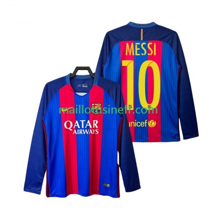 Maillot de Foot FC Barcelone Lionel Messi 10 2016 2017 Domicile Retro Manches Longues